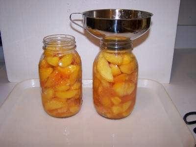 Step 12 - The next day, reheat the peaches Bring the peaches in syrup back to a boil.pack into hot jars, leaving headspace.
