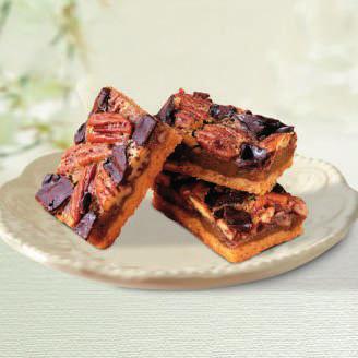 Pecan Chocolate Chunks Butter toasted pecan bars chunked with chocolate.