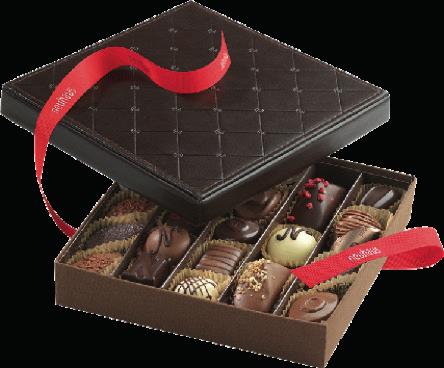 (+/- 21 chocolates) A small leather box filled with your