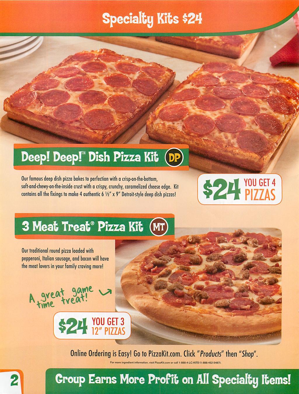 ecialtu Kits $24 Our famous deep dish pizza bakes to perfection with acrisp-on-the-bottom, soft-and-chewy-on-the-inside crust with acrispy, crunchy, caramelized cheese edge.