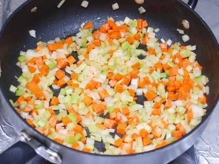 12 8 Sauté the vegetables in the same skillet used for the chicken. You don t need to clean the pan.