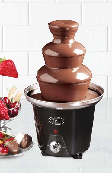 CFF965 Chocolate Fondue Fountain This 3-tier fondue fountain adds mouthwatering fun to any