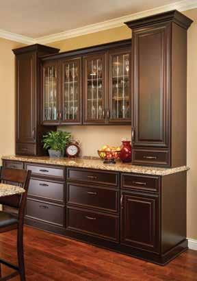 Atlantic Door Style, Manor Flat Drawer, Cherry/Java A warm, charming kitchen featuring