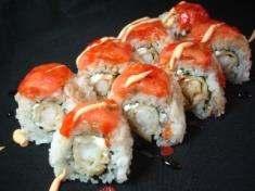 95 Shrimp tempura and avocado roll, topped with eel, shrimp, spicy crab, avocado and sweet soy Hot Pink Lady $7.