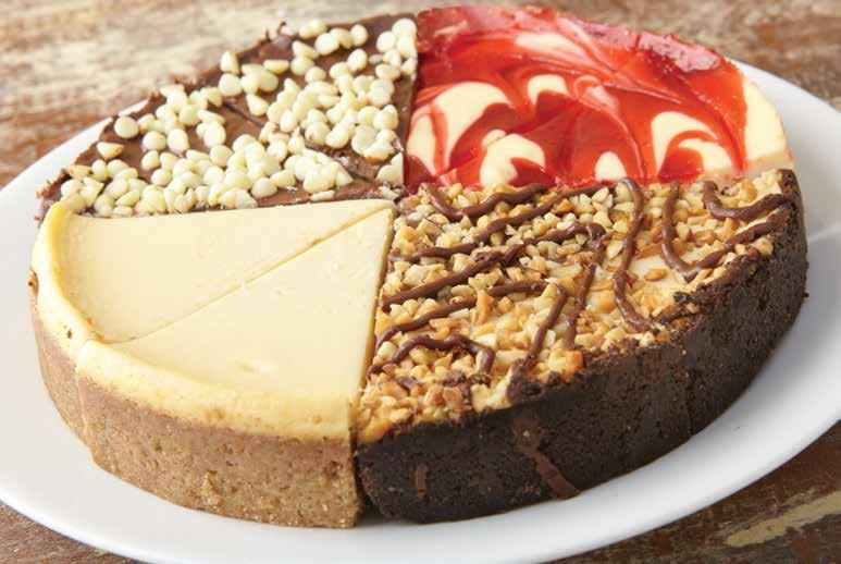 646 646 Variety Cheesecake Cheesecake de variedad Includes 2 slices of each Cheesecake: New York, Strawberry, Mississippi Mud and
