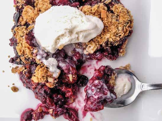 serving 1. Preheat oven to 375 degrees. In an ungreased 8-inch square baking dish, mix berries, sugar, lemon juice, and flour until fruit is coated. 2. Bake uncovered 20 minutes.