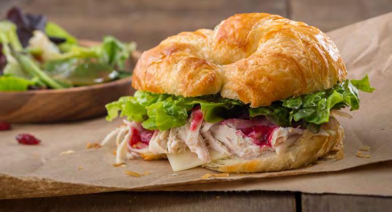 SANDWICHES CROISSANT SANDWICHES Served with a complimentary side of spring greens & balsamic vinaigrette CHICKEN SALAD CROISSANT (650 cal) Chunks of grilled chicken breast, water chestnuts, lettuce,