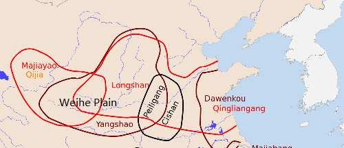 Neolithic Chinese Cultures Erlitou Dawenkou Dong Yi Culture (4100-2600BCE) spread out to the lower reach of the Changjiang River and even the southeastern China.
