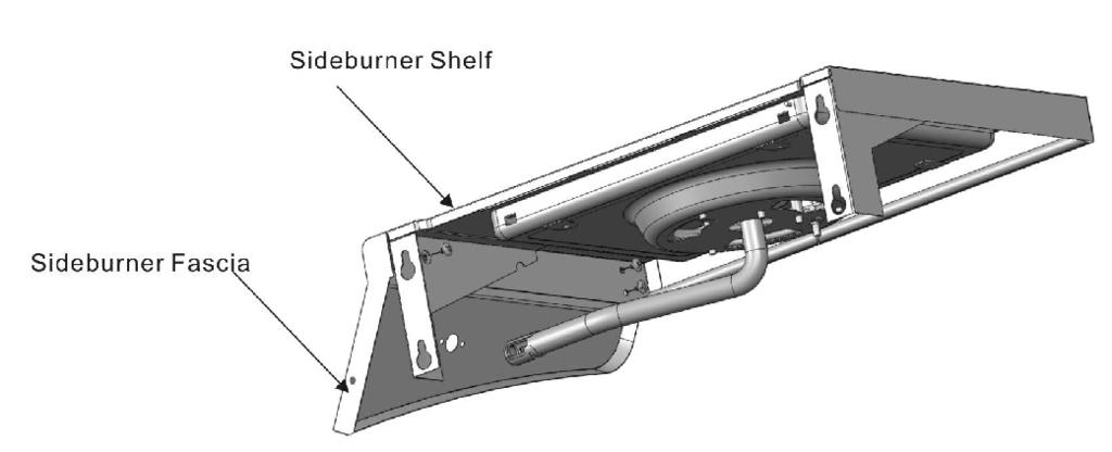 10 Sideburner Fascia A Attach sideburner fascia to sideburner shelf with (3) #10x3/8 self-tap screws. B Tighten securely.