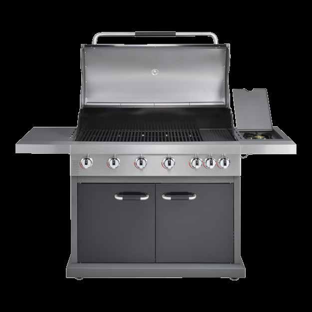 Complete with six burners plus additional side burner and a full storage
