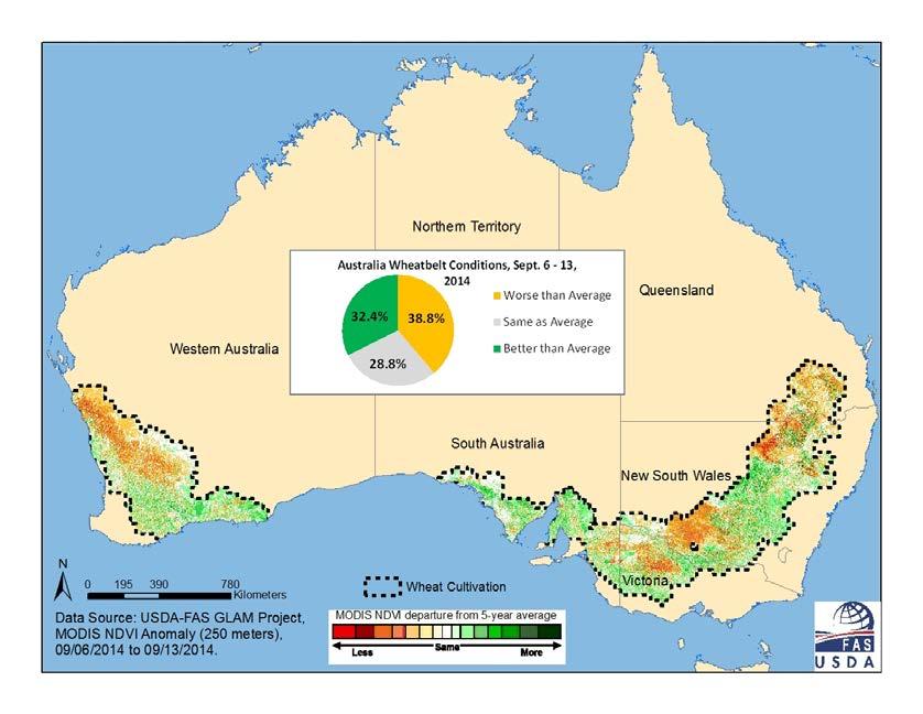 United States Department of Agriculture Foreign Agricultural Service Circular Series WAP 10-14 Agricultural Australia Wheat: Variable Growing Conditions Lower Australia wheat production for 2014/15
