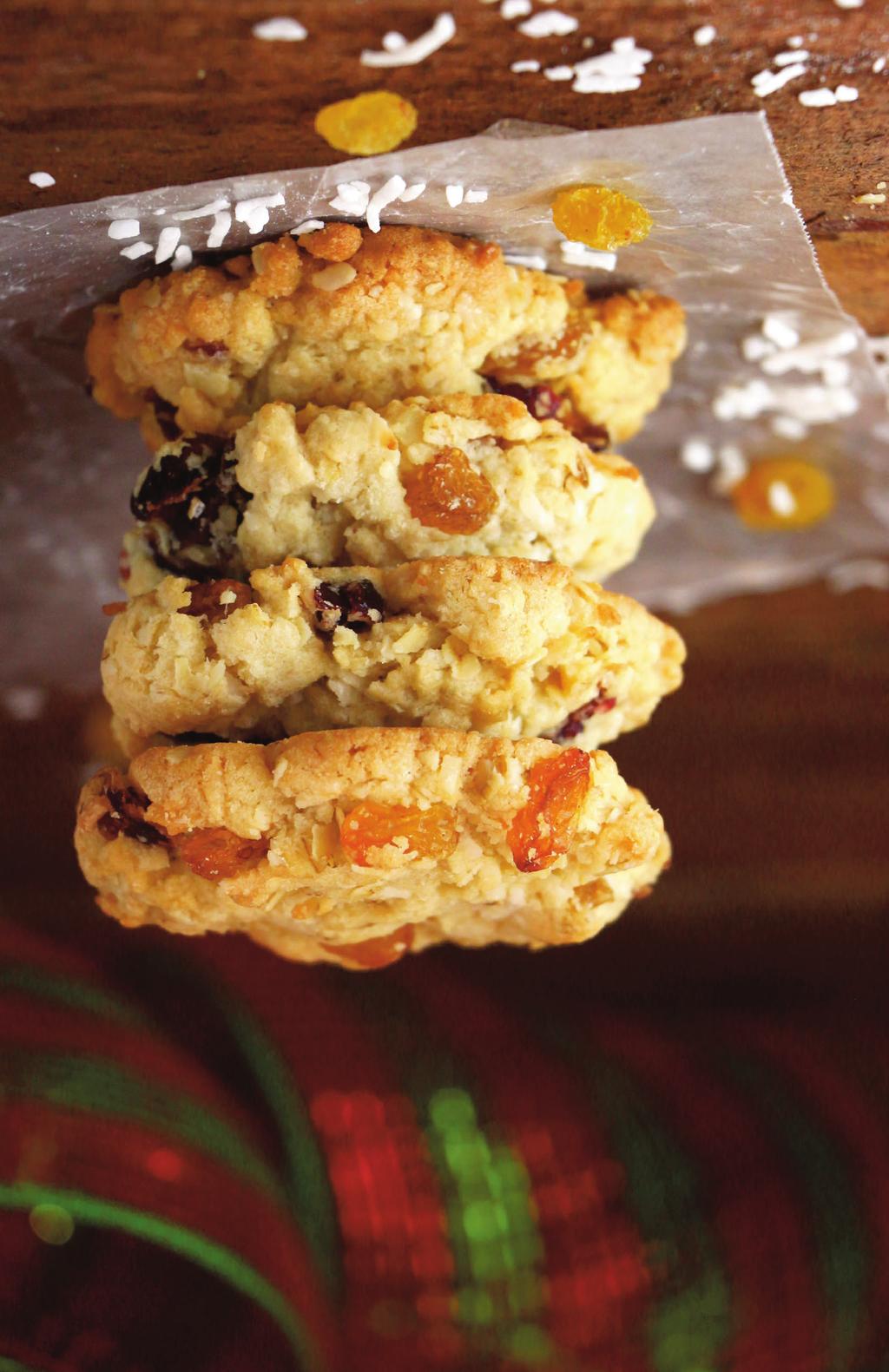 Cowboy Cookies This old recipe has been a favourite for years. The combination of coconut and dried fruits is a perfect one. Try any combination - how about dried pineapple for a Hawaiian version?