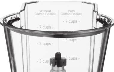 Use the water level indicator WITH COFFEE BASKET when ground coffee has been added to coffee filter basket and is positioned in the water tank.