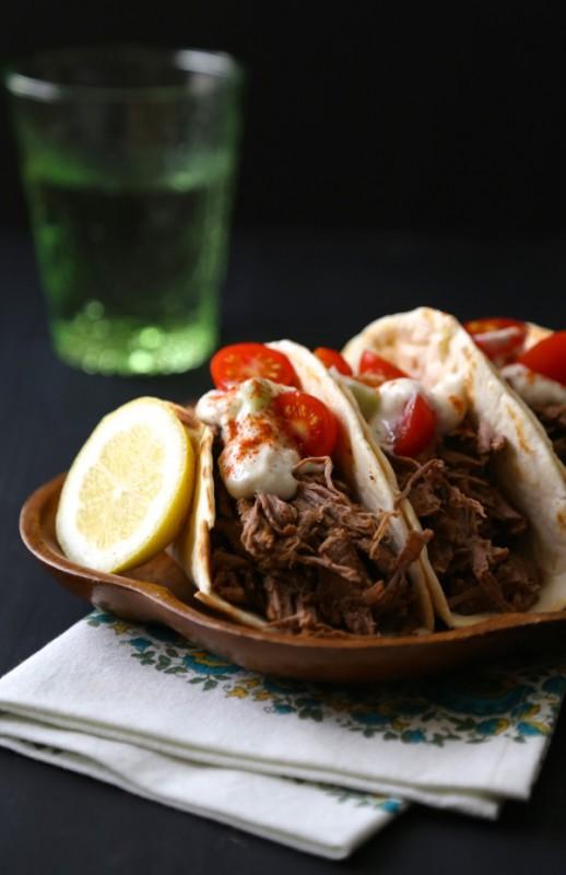 Short Rib Tacos with Cucumber Raita Yield: Serves 4 Prep Time: 20 minutes Cook Time: 8 hours Ingredients: for the short rib tacos: 1 tablespoon chili powder 1 teaspoon cumin 1 teaspoon paprika 1