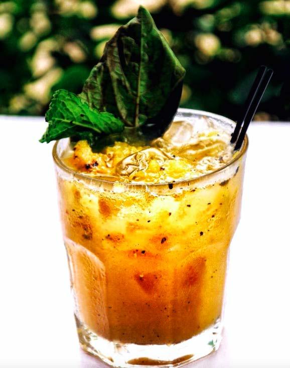 SPECIALTY COCKTAIL RECIPES: 1. GRILLED PINEAPPLE MOJITO: 1 Lime 2 Mint Leaves 1 oz. Grilled Pineapple Puree.75 oz. Mint/Basil Simple Syrup 2 oz. Wicked Dolphin Spiced Rum Start with cocktail shaker.