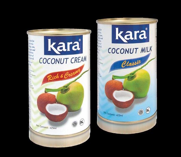 Kara Coconut Milk / Cream Perfectly expressed from fresh white coconut meat, smooth and creamy with the full flavour and aroma of juicy coconuts.