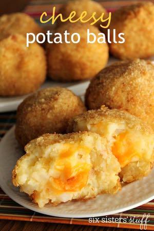 SMALLER FAMILY- CHEESY POTATO BALLS S I D E D I S H Serves: 5 Prep Time: 12 Hours 10 Minutes Cook Time: 1 Hour 3 medium russet potatoes 1/8 cup butter 1 egg yolk (save the egg whites) 1/4 cup milk 1