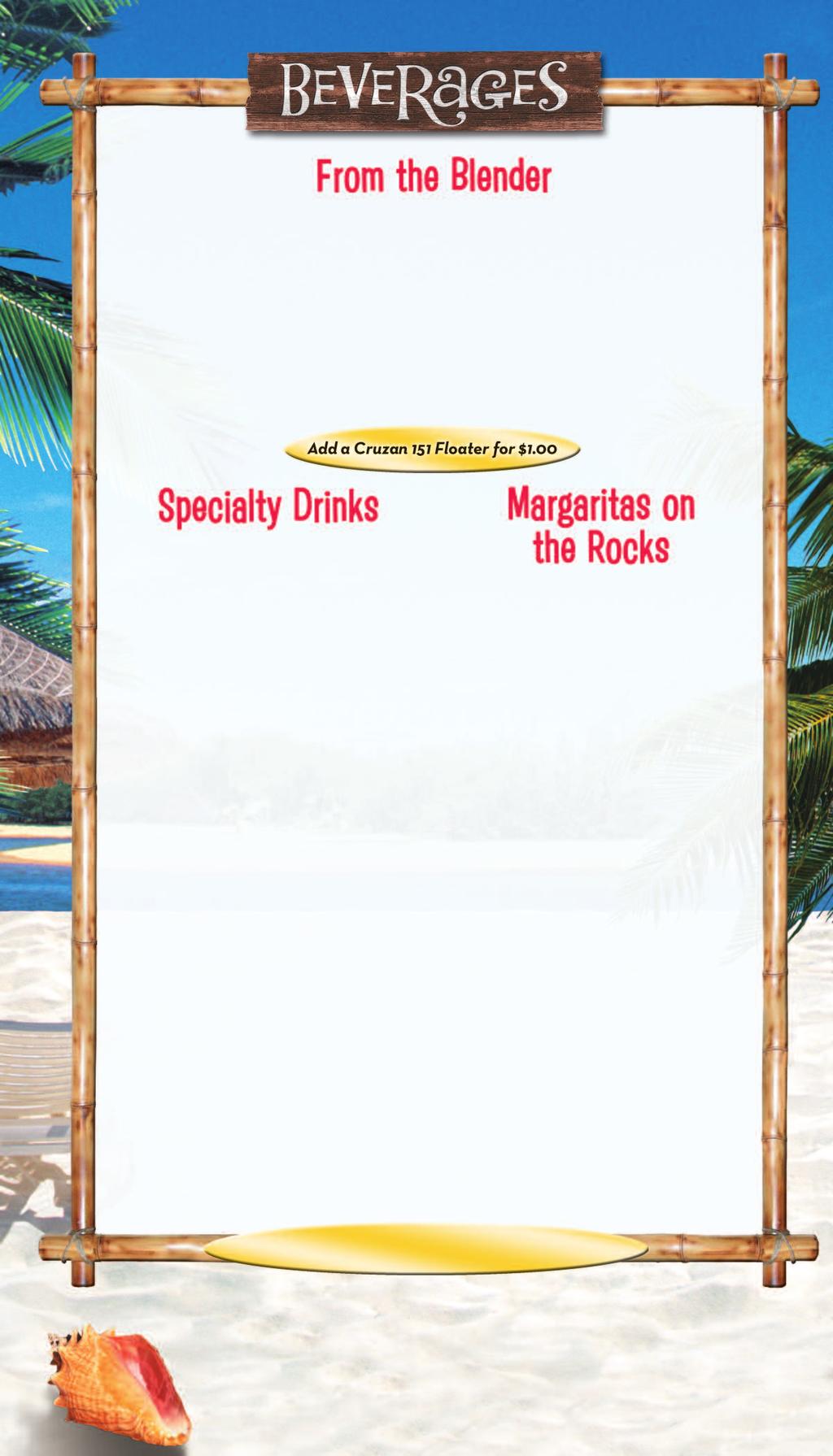 Cadillac Margarita A smooth, top shelf Margarita. Margaritaville Gold Tequila, Grand Marnier and our special Margarita Mix $9.00 Homeport Margarita (House) Lime, Strawberry or Mango $8.
