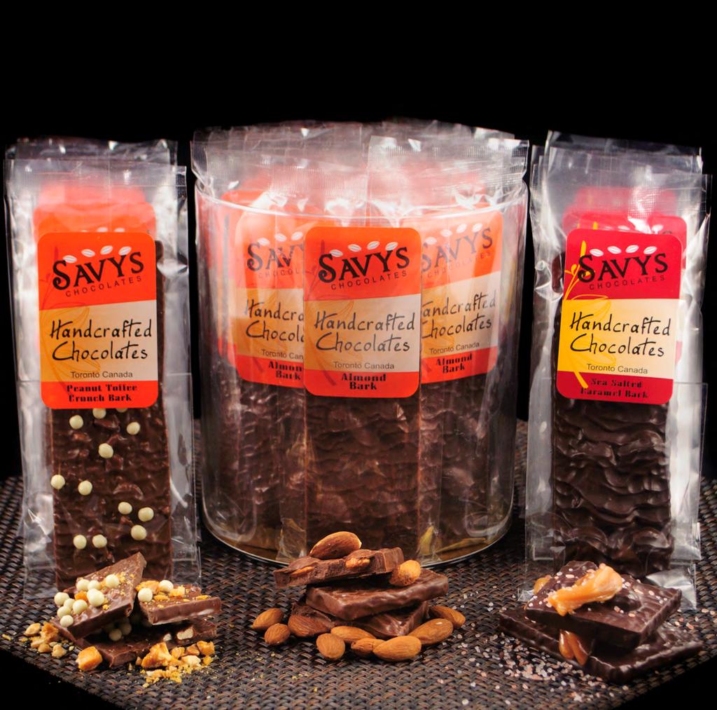 Handcrafted Chocolate Bark Give Chocolate Lovers what they want Our chocolate barks are individually wrapped and labelled.