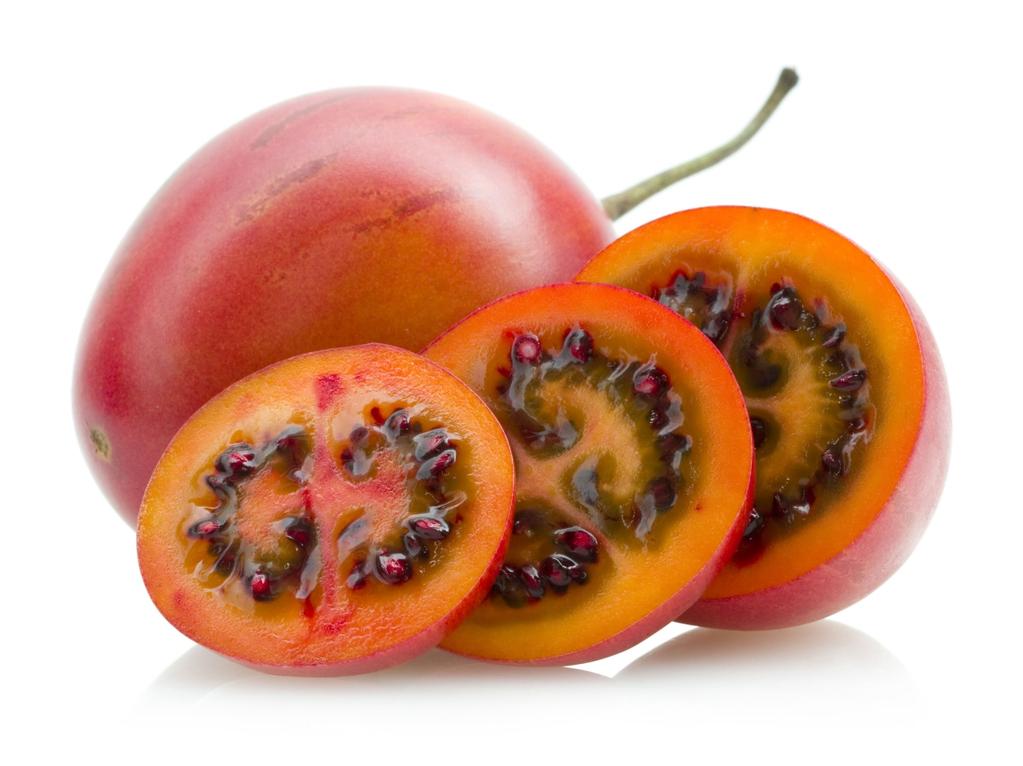 DATA SHEET TAMARILLO Also known as a tree tomato. Red, golden or amber egg-shaped fruit. It has a smooth, thin skin and a firm red or golden flesh with small, black edible seeds.