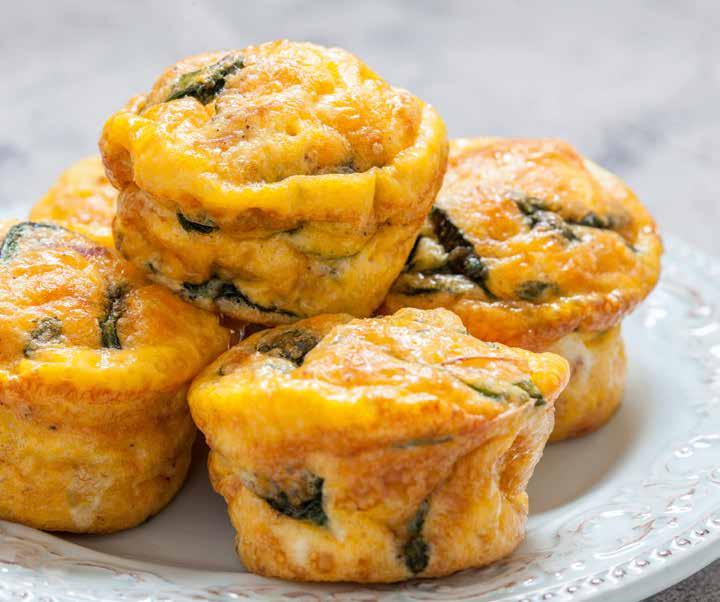 Moon Cheese Muffins Makes 6 muffins (each serves 2) Per muffin: 256kcal and 8.3g protein 1. Grate the parmesan cheese. 2. Wash and finely chop the herbs using a sharp knife or scissors, removing the stems from the thyme.