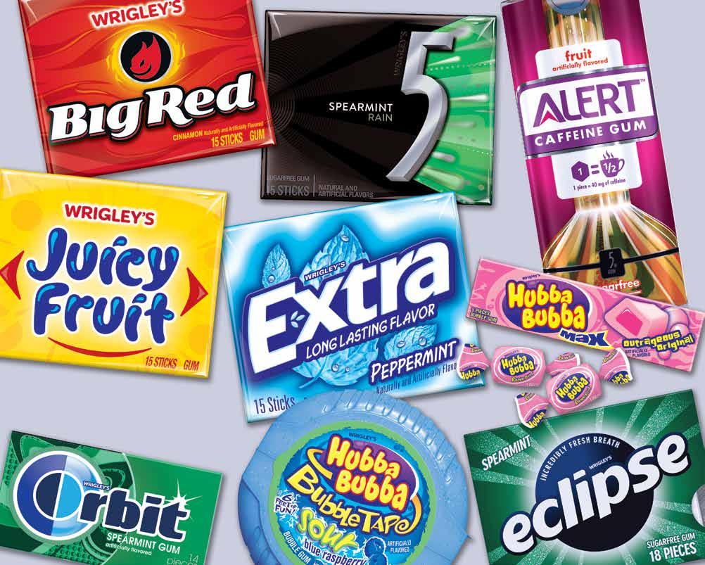 GUM World-famous WRIGLEY gum brands including EXTRA, ORBIT,