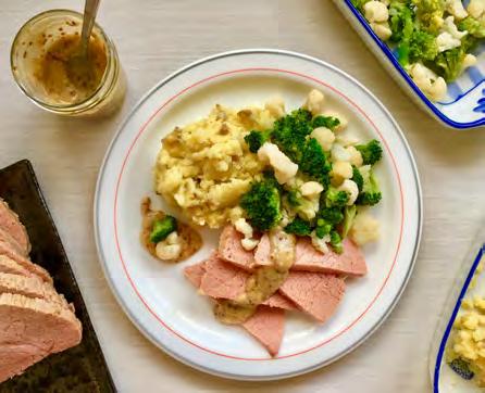 CORNED BEEF i MASHED POTATOES & MUSTARD SAUCE READY IN APPROX. 75 MINS EACH SERVE GIVES: ½ 1 1½ METHOD Remove the corned beef from its packaging and rinse it in cold water.