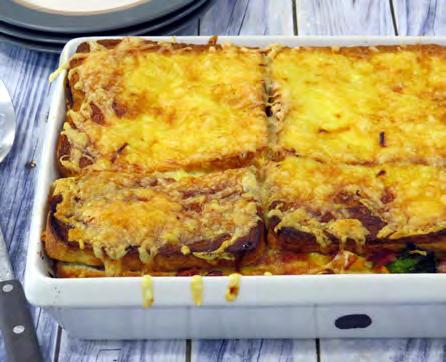 CHEESE & BACON BREAD PUDDING READY IN APPROX. 55 MINS EACH SERVE GIVES: 2 1+ 1½ METHOD Preheat oven to 180 C and grease a baking or casserole dish. Heat oil in a frying pan over a medium heat.