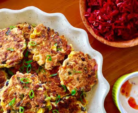 READY IN APPROX. 30 MINS CORN & BACON FRITTERS i RAW ENERGY SLAW EACH SERVE GIVES: 1/2 1 2 METHOD Heat a non-stick frying pan over a high heat. Add the bacon and cook to your liking.