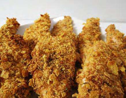 Oven Fried Chicken Serves: 4 Serving Size: 2 cups (1 cup chicken + 1 cup pasta) 1/3 cup flour ⅛ teaspoon ground thyme ⅛ teaspoon rosemary leaves, crushed 1 teaspoon ground Italian seasoning ¼