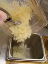 When onions reach 165, transfer onions into the heatwell for holding. Onion/liquid butter mix may be held in the heatwell, Double panned in stainless steel pans or single panned with amber pan.