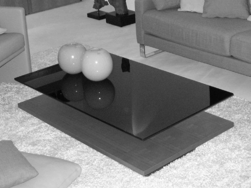 COFFEE TABLES CT 110 The CT 110 coffee table stands on a base plate made of stainless steel and a wooden plinth.