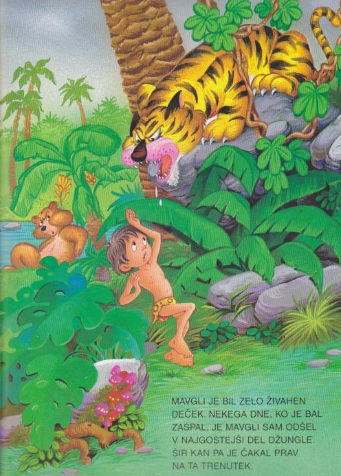 V zbirki pravljic Knjiga o džungli človeški mladič prikoraka do volčje družine. Mati volkulja ga sprejme za svojega, v kar jo še prepriča prihod antagonista, ki zahteva mladiča zase.
