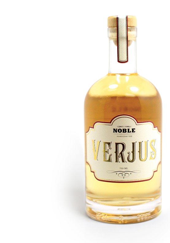 VERJUS 6 Verjus literally means green juice. It is simply the fresh, tart juice of unripe grapes. In Noble s case they are Pinot Noir grapes.