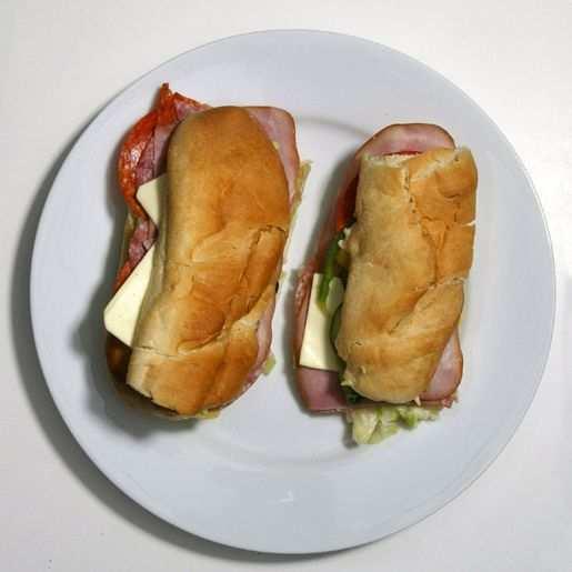 What you're served 12-inch Subway Italian BMT sandwich: Sandwich consists of salami, pepperoni, ham, pickles, cheese,