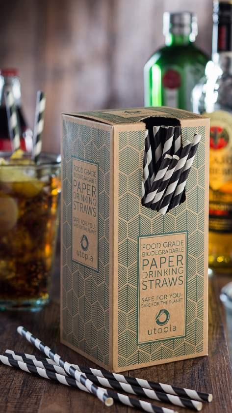Straw Paper Blue Stripe Straw Paper Bamboo Stripe Straw *All 24 boxes of 250 Our NEW range of Straws are now packed in recyclable brown card boxes of 250 straws answering the