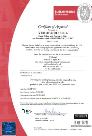 Verdeoro is also proud to be certified by the C.E.