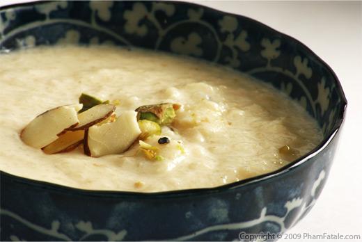 Kheer (Milk Pudding) Serves 6 Ingredients: 75g khichdi or pudding rice 50ml water 600ml semi-skimmed milk ½ carrot, peeled and finely grated