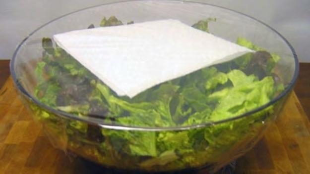 18. This trick using a paper towel will keep your salad lettuce fresh all week long.