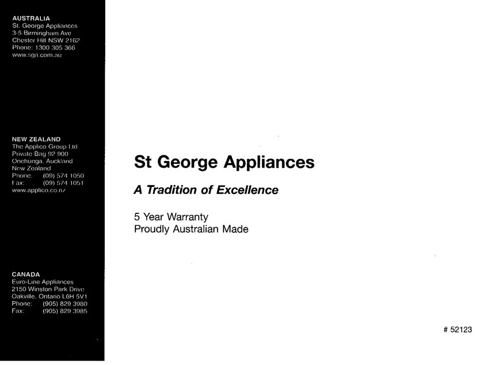 St George Appliances A Tradition of Excellence