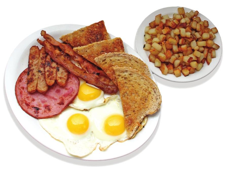 all day breakfast Full breakfast includes coffee or tea Let your server know if you prefer regular or Texas toast, white, brown, rye or multigrain breakfast specials Hungry Man s Hangover Special... 14.