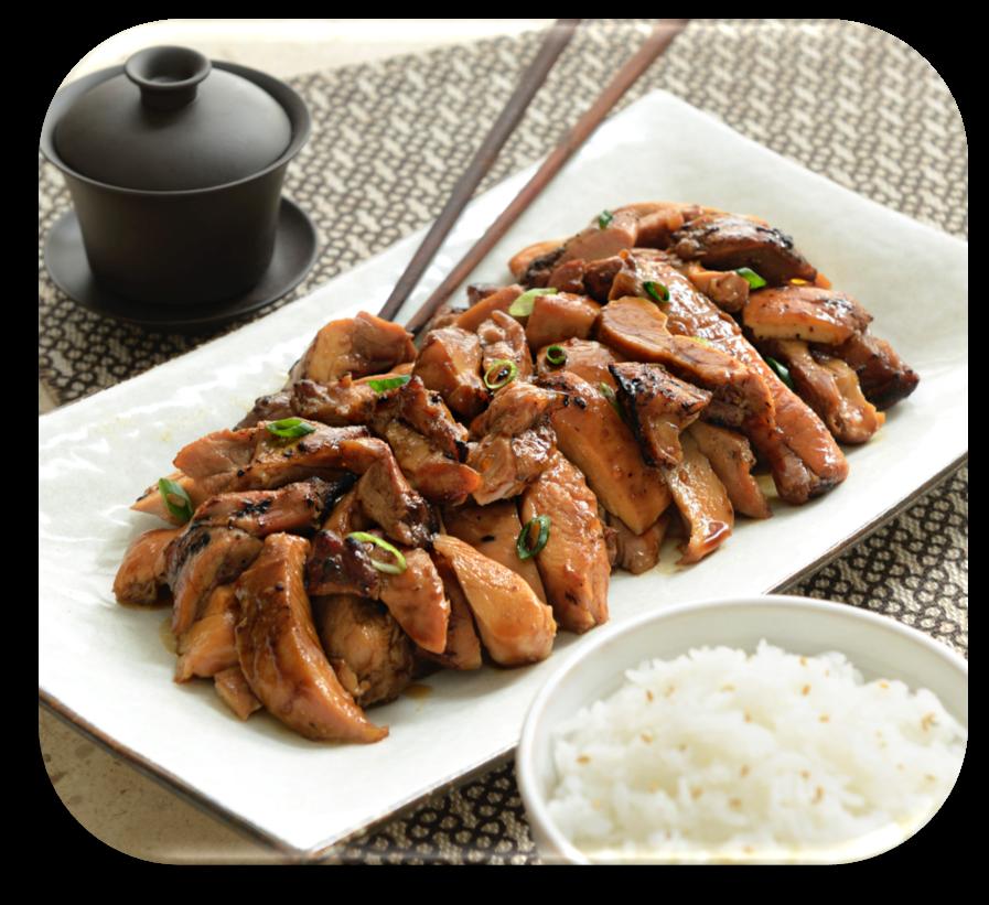 Ingredients: Chicken: Chicken leg meat, water, sugar, soy sauce (water, soy bean, salt, sugar, wheat flour, extract of mushroom) lime juice 100%, salt, garlic, ginger and green onion.