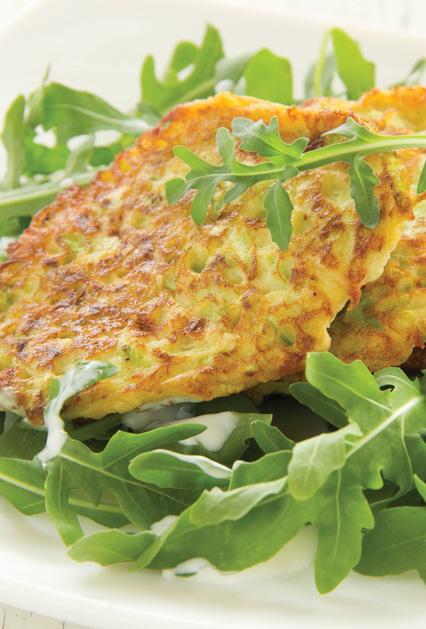Courgette fritters Ingredients Serves 4 2 eggs ¼ cup milk cup wholemeal flour teaspoon baking powder 1 cup grated courgette, well-drained 1 tablespoon of oil pinch salt pepper to taste Method 1.