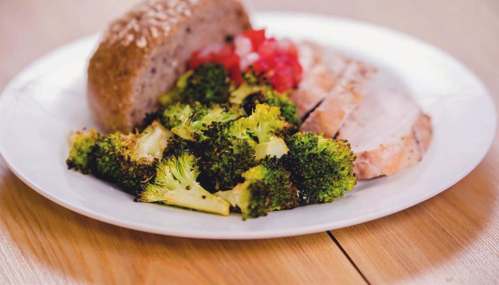 Roasted broccoli salad (serves 4) Ingredients 2 heads broccoli, cut into