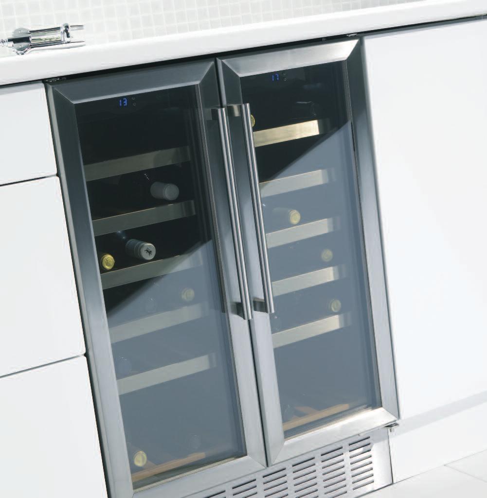 Our elegant range of stainless steel and clear glass wine cabinets are a stunning edition to any kitchen.