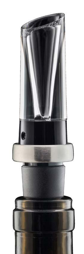 As wine is poured through the Rabbit Aerator, pressure is built in the funnel.