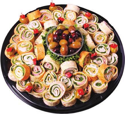 Pin Wheel Wraps Assorted wraps with an assortment of honey ham, oven-roasted