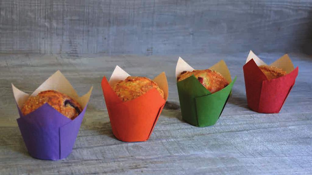 Elite Tulip Cups Oven safe up to 390 F Microwave & Freezer Safe Muffin pan required Completely Grease resistant Single