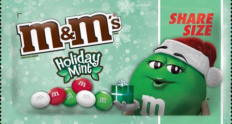 M&M S Brand Mint Chocolate Candies Share Size 347649 Description: A hallmark flavor of the season, new M&M S Brand Mint Chocolate Candies Share Size joins the wildly popular M&M S