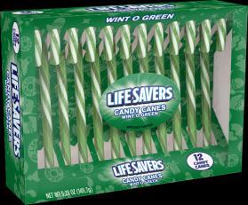 LIFE SAVERS Candy Canes ZREF #: 25653 (Wint-O-Green) 25652 (Five Flavor Assorted) Description: Whether it s an added touch to your Christmas tree décor, or a season inspired sweet
